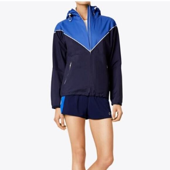 TORY BURCH SPORT- Color Block Running Jacket, Cobalt/Navy Blue XS NWT - Picture 1 of 6